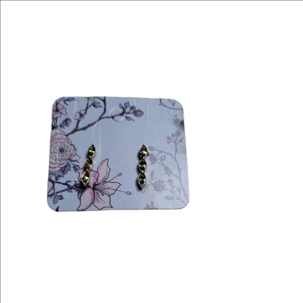 Gold Green Crystal Drop Earrings
